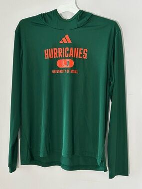 Adidas Green and Orange Hurricanes Pullover Hoodie  Men size XL